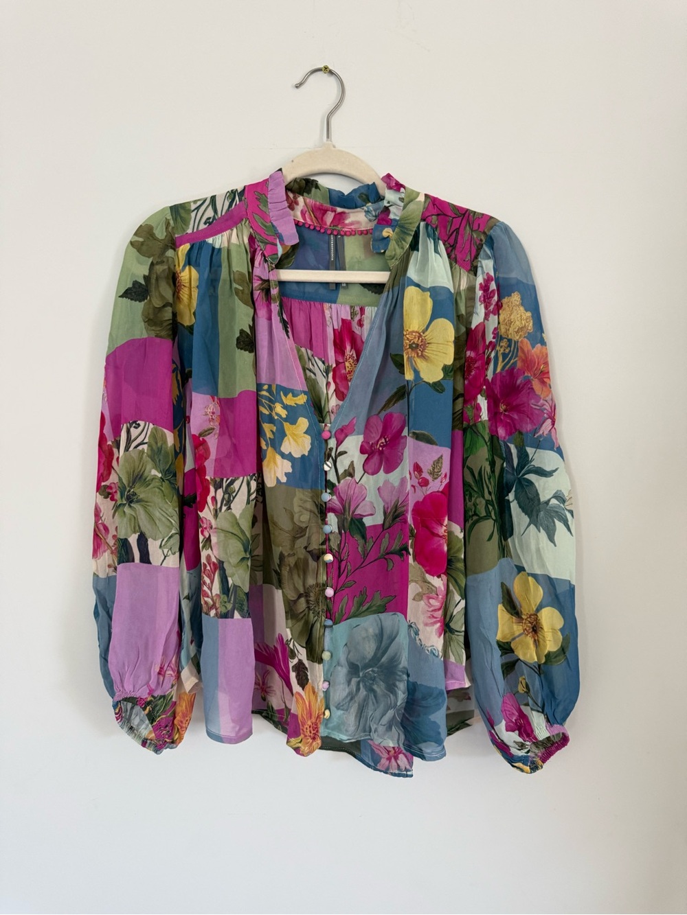 Anthropologie Estella Sheer Button Front Blouse